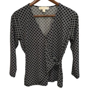 Michael Kors Faux Wrap V-Neck Woman’s Blouse Sz Small